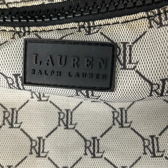 VINTAGE Y2K Lauren Ralph Lauren Black Grey Signature Monogram Shoulder Bag - Picture 3 of 16